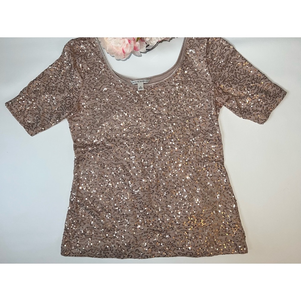 Banana Republic Pink Sequin/Sparkle Tee Shirt - Size - Medium